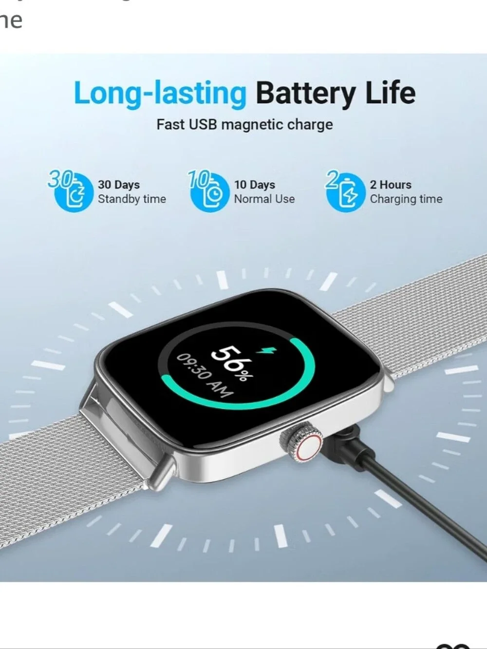 BNIB Silver Smartwatch with Mesh Band - 1.85